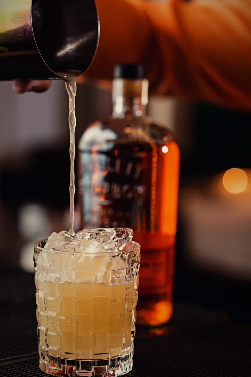 Poured over crushed ice
